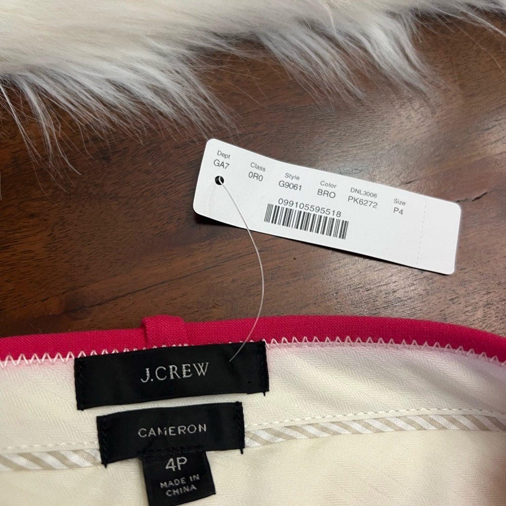 J.Crew Cameron Pant 4P Hot Pink Slim Ankle Work Career NWT - Picture 7 of 7